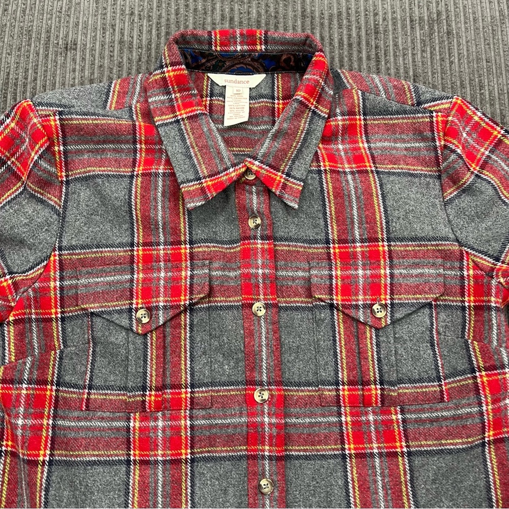 Sundance Lace Back Flannel Size 10 Red Blue Outdoors Casual Women. - Picture 10 of 10